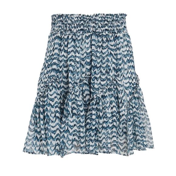 INTERMIX Women's‎ XL Blue Geometric Smocked Tiered Mini Skirt Casual - Picture 1 of 11